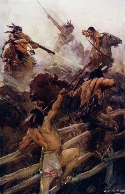 De perto com o búfalo (cor litho) de W.R.S. (after) Stott