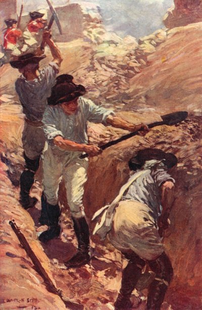 Clive in the Trenches at Arcot (cor litho) de W.R.S. (after) Stott