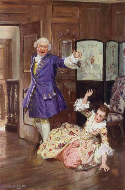 "Ele então partiu dela com tal violência que o seu rosto se partiu contra o chão" (cor litho) de W.R.S. (after) Stott