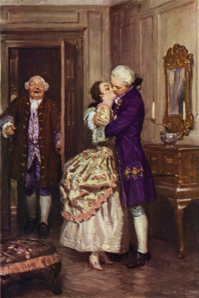 "Depois apanhou-a nos seus braços e beijou-a" (cor litho) de W.R.S. (after) Stott
