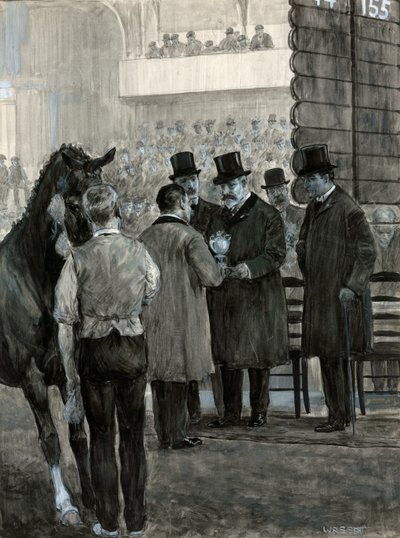Rei Eduardo VII no Hackney Horse Show apresentando a taça de W.R.S. Stott