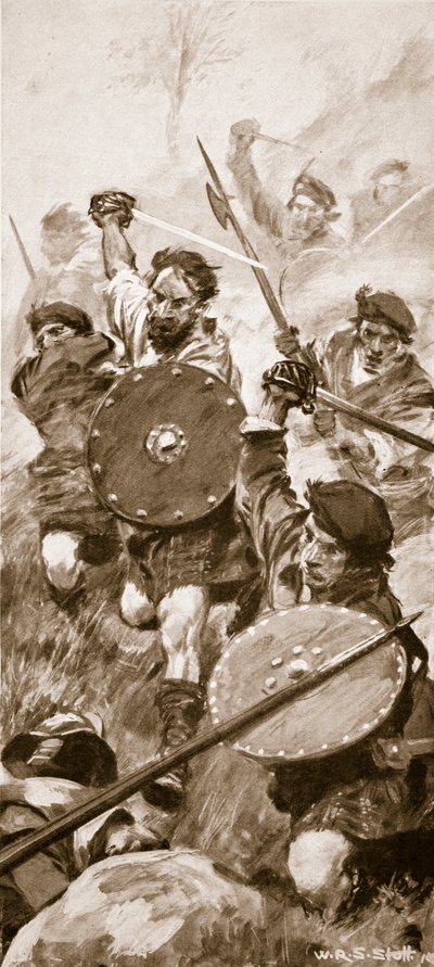 Os Highlanders na Batalha de Killiecrankie, 27 de julho de 1689 (lito) de W.R.S. Stott