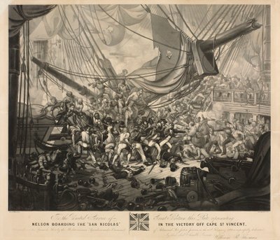 Nelson a bordo do "San Nicolas" na vitória ao largo do Cabo de São Vicente de W.R. Thomas