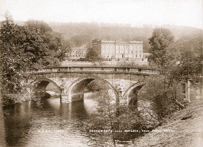 Chatsworth House e a ponte sobre o rio Derwent, Derbyshire, 1853 de WR and S