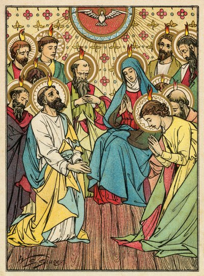 A Descida do Espírito Santo (litografia a cores) de W.S. Stacey