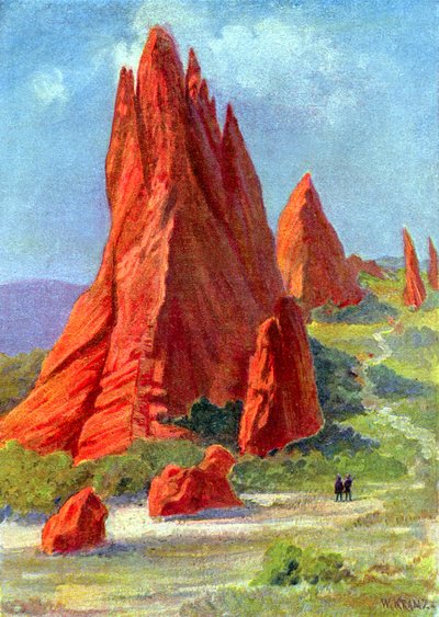 O Jardim dos Deuses no Colorado, c.1880 (gravura) de W. (after) Kranz