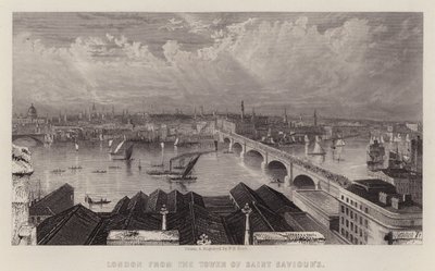 Londres da Torre de Saint Saviour (cor litho) de W. B. (after) Scott