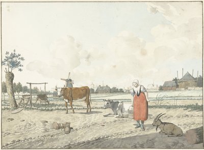 Paisagem com a esposa e o gado do agricultor de W. Barthautz