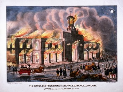 Royal Exchange 2º incêndio, Londres, 1838 de W Clerk
