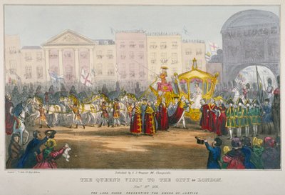Vista do Temple Bar durante a visita da Rainha Victoria à cidade de Londres em 1837 de W Clerk