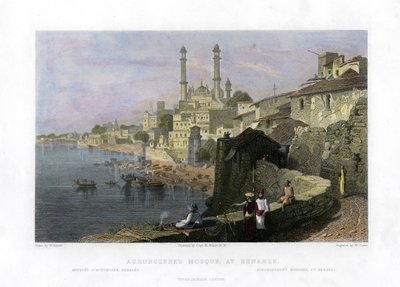 Mesquita de Aurangzeb em Benares, Índia, século XIX de W Cook