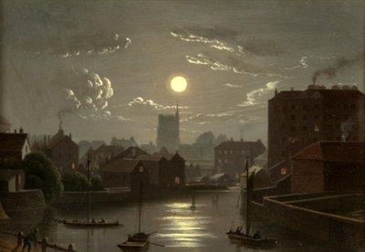 Bristol - Moonlight Scene (óleo sobre cobre) de W. Crambrook