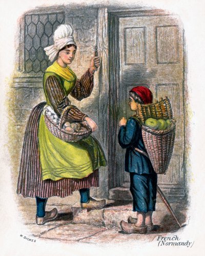 "French Woman and Child Selling Fruit", 1809. de W Dickes