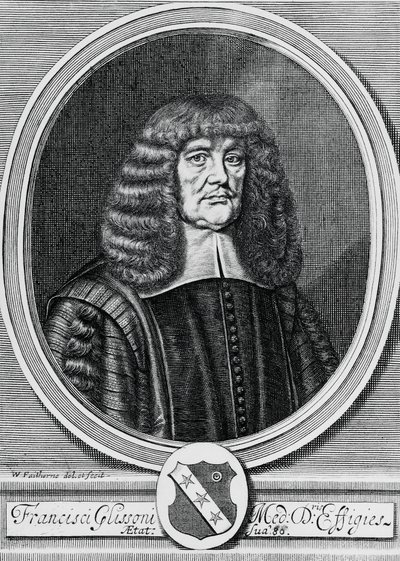 Retrato de Francis Glisson (1597-1677), físico, anatomista e médico britânico, gravura de John Ward Dunsmore