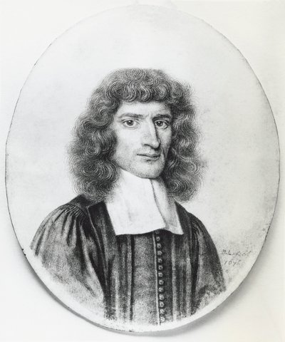 Retrato de Isaac Barrow (1630-1677), teólogo e matemático cristão inglês, gravura de John Ward Dunsmore