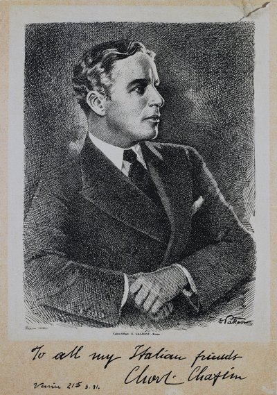 Retrato de Sir Charles Spencer Chaplin (1889-1977), ator e diretor inglês de John Ward Dunsmore
