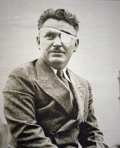 Retrato de Wiley Post (foto a p/b) de John Ward Dunsmore