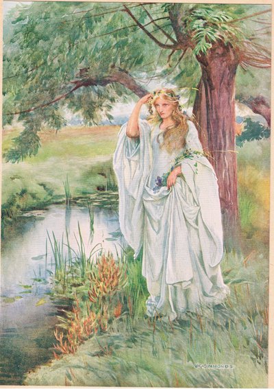 Ofélia, de &39;Hamlet&39;, de William Shakespeare, edição publicada por Hodder und Stoughton em 1915 de W. G. Simmonds