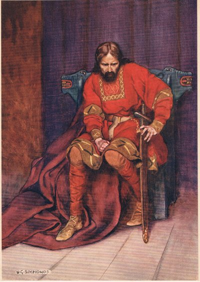 O rei fala de ter Hamlet morto, de &39;Hamlet&39; por William Shakespeare, edição publicada por Hodder und Stoughton em 1915 de W. G. Simmonds