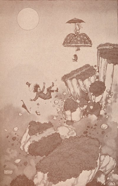 Como o inventor do avião teve a idéia pela primeira vez durante um deslizamento de terra, c1918 1919 de William Heath Robinson