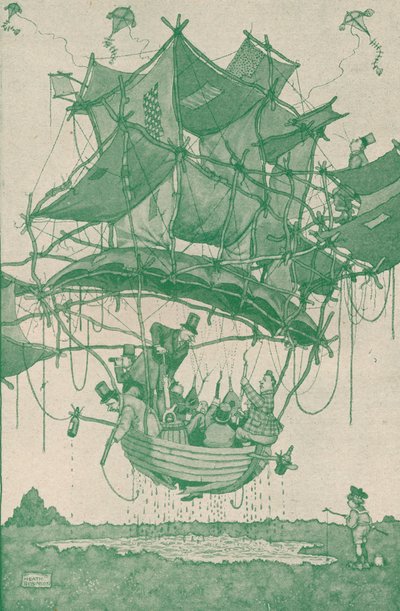 Um tipo bastante inicial de avião aquático que faz um voo experimental de Hampstead Ponds, c1918 1919 de William Heath Robinson