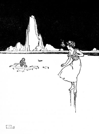 Ela entrou no salão grande, frio e vazio, c1930 de William Heath Robinson