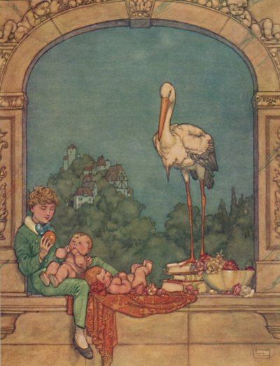 Nós lhe traremos dois pequeninos, um irmão e uma irmã, c1930 de William Heath Robinson