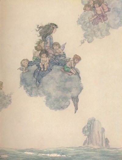 Com o resto de seus filhos do ar, subiu bem acima da nuvem rosada, c1930 de William Heath Robinson