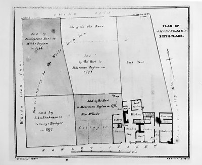 Plano do local de nascimento de Shakespeare de W. Heming