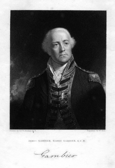 Almirante James Gambier 1756-1833, 1º Barão Gambier, 1837. de W. Holl