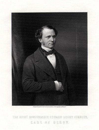 Edward Henry Stanley, 15º Conde de Derby, estadista britânico, meados do final do século XIX. de W. Holl