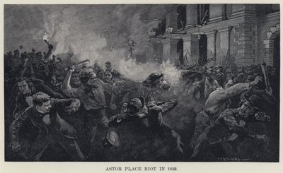 Motim no Astor Place em 1849 (litho) de W. P. Snyder