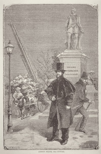 Polícia de Londres dos anos 1850 (gravura) de W. R. (after) Woods