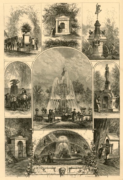 "Fountains in Philadelphia", 1874.   de W. Roberts