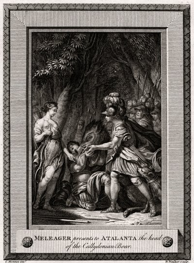 Meleager apresenta a Atalanta a cabeça do javali de Callydonian, 1774 de W. Walker