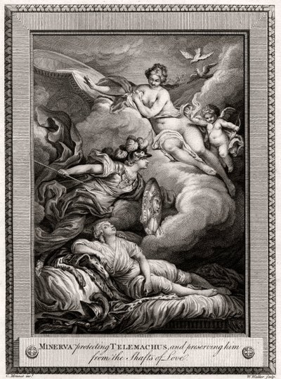 Minerva protegendo Telêmaco e preservando-o das Barreiras do Amor, 1775. de W. Walker