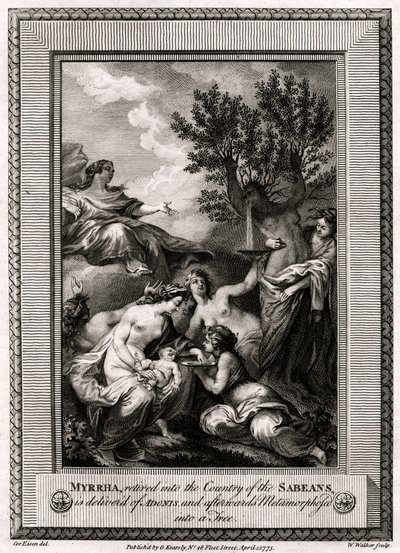 Myrrha, aposentada no país dos Sabeans, é entregue por Adonis ..., 1775 de W. Walker