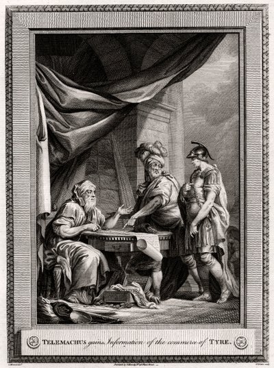 Telêmaco ganha Informação do comércio de Tiro, 1775 de W. Walker
