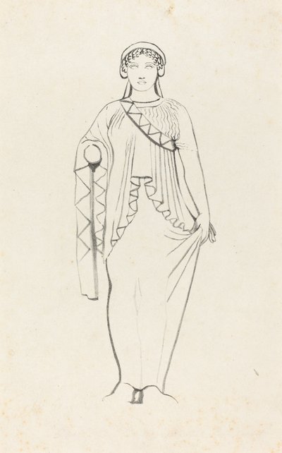 Estátua no frontão sobre a frente oeste do templo em Egina de W. Walton after John Flaxman