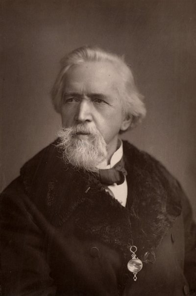 "George Jacob Holyoake (1817-1906) Secularista e reformador social inglês. A última pessoa em Inglaterra a ser presa por ateísmo (1842). Ativo no movimento cooperativo. (woodburytype) de W. and D. (after) Downey