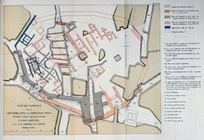 Mapa da Acrópole da 2ª cidade de Tróia, 1884 de W and Hoefler, J. Doerpfeld
