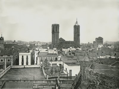 Parte da cidade velha, com catedral, Barcelona, Espanha, 1895. NÃO de W and S Ltd