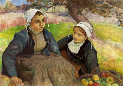 Duas mulheres bretãs com um cesto de maçãs de Władysław Ślewiński