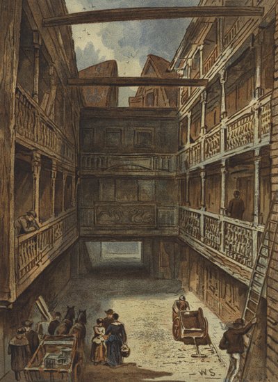 Os quatro cisnes Inn, Bishopsgate (chromolitho) de Waldo Sargeant