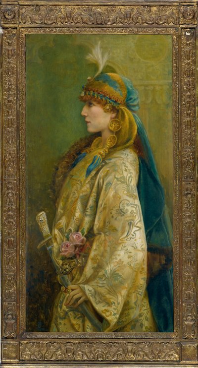Retrato de Sarah Bernhardt como Roxanna em ""Adrienne Lecouvreur"" por Robertson, Walford Graham (1867-1948). Óleo sobre tela, tamanho: 122x61 de Walford Graham Robertson