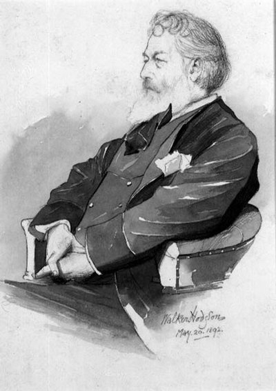 Retrato de Frederic, Lorde Leighton (1830-96) 1892 (lápis e lavagem sobre papel) de Walker Hodgson
