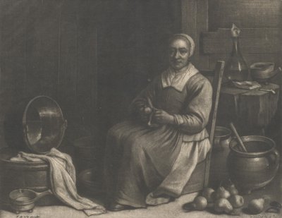 A Woman Peeling Pears, meados do século XVII. de Wallerant Vaillant