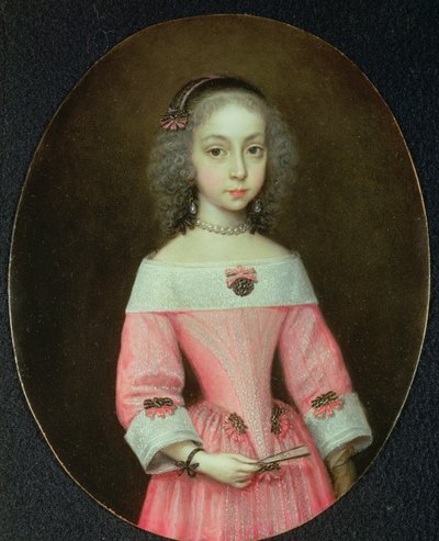 Retrato, de, um, menina jovem, com, um, ventilador de Wallerant Vaillant