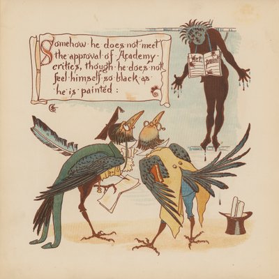 Ilustração para "Pothooks and Perseverance" de Walter Crane (litografia a cores) de Walter (after) Crane