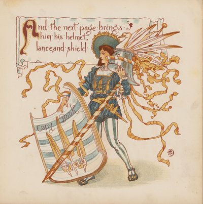 Ilustração para "Pothooks and Perseverance" de Walter Crane (litografia a cores) de Walter (after) Crane